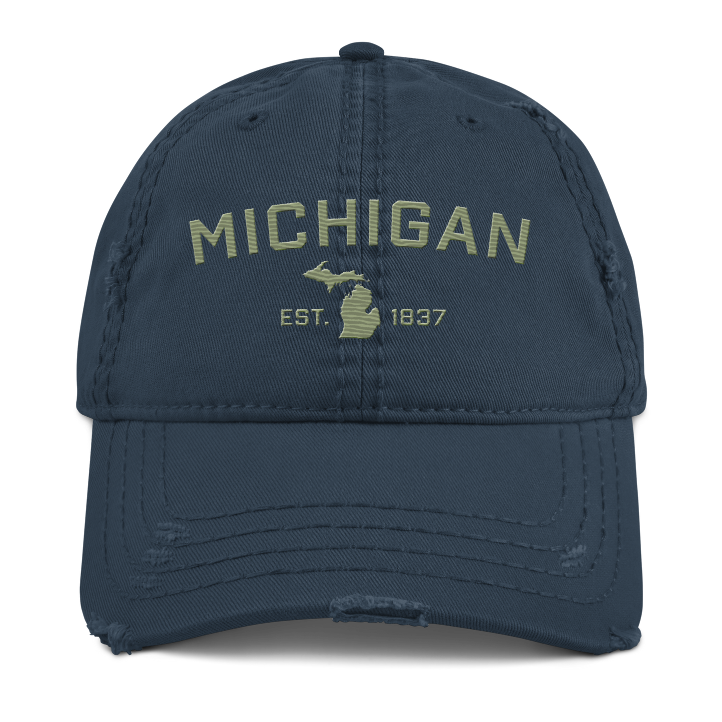 'Michigan EST. 1837' Distressed Dad Hat (Athletic Font) | Beachgrass Green