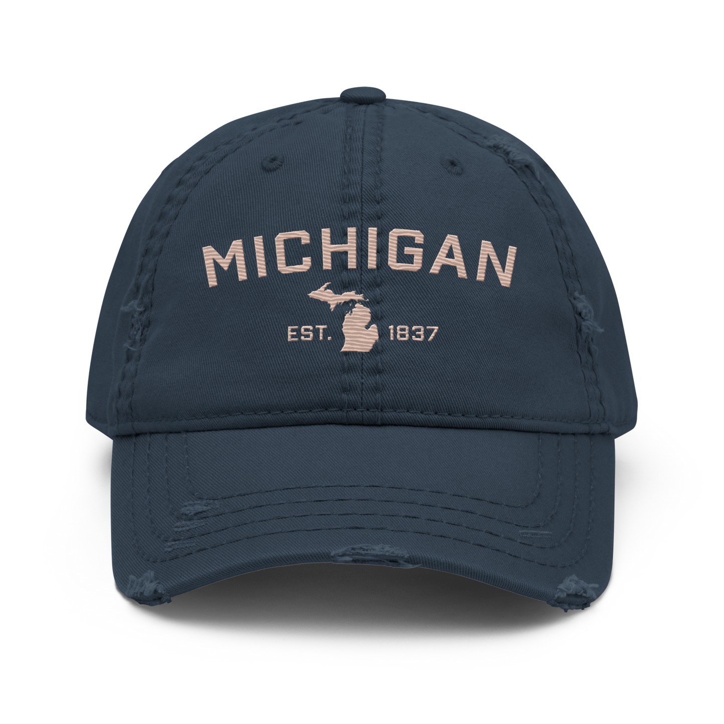 'Michigan EST. 1837' Distressed Dad Hat (Athletic Font) | Rose Gold