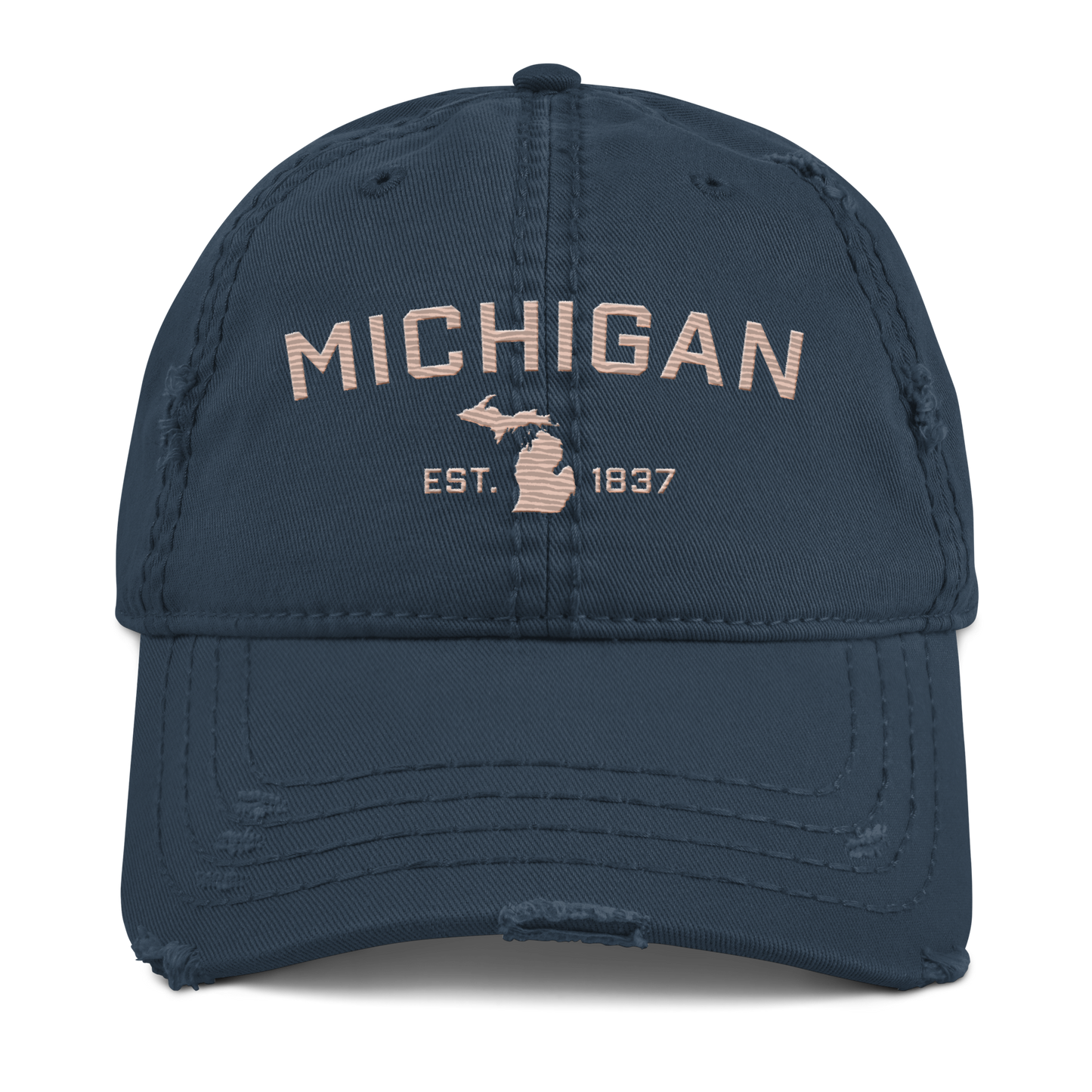 'Michigan EST. 1837' Distressed Dad Hat (Athletic Font) | Rose Gold