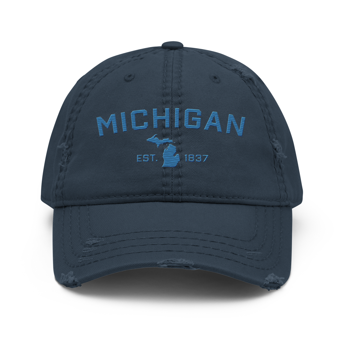 'Michigan EST. 1837' Distressed Dad Hat (Athletic Font) | Superior Blue