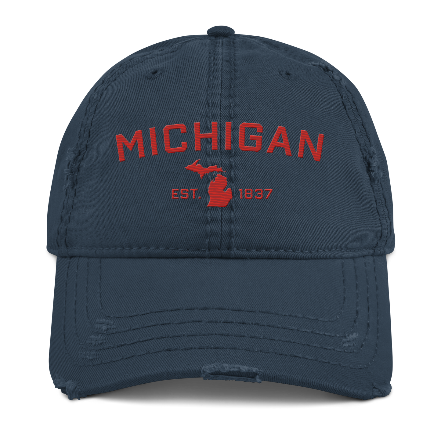 'Michigan EST. 1837' Distressed Dad Hat (Athletic Font) | Aliform Red