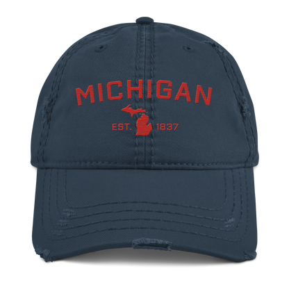 'Michigan EST. 1837' Distressed Dad Hat (Athletic Font) | Aliform Red