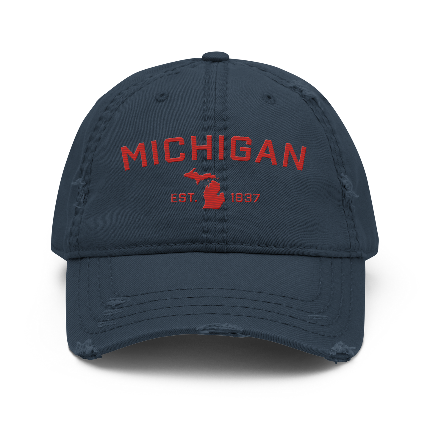 'Michigan EST. 1837' Distressed Dad Hat (Athletic Font) | Aliform Red