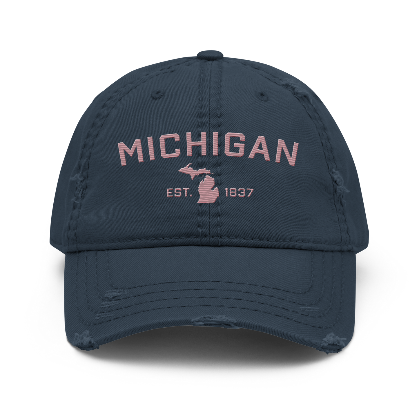 'Michigan EST. 1837' Distressed Dad Hat (Athletic Font) | Cherry Blossom Pink