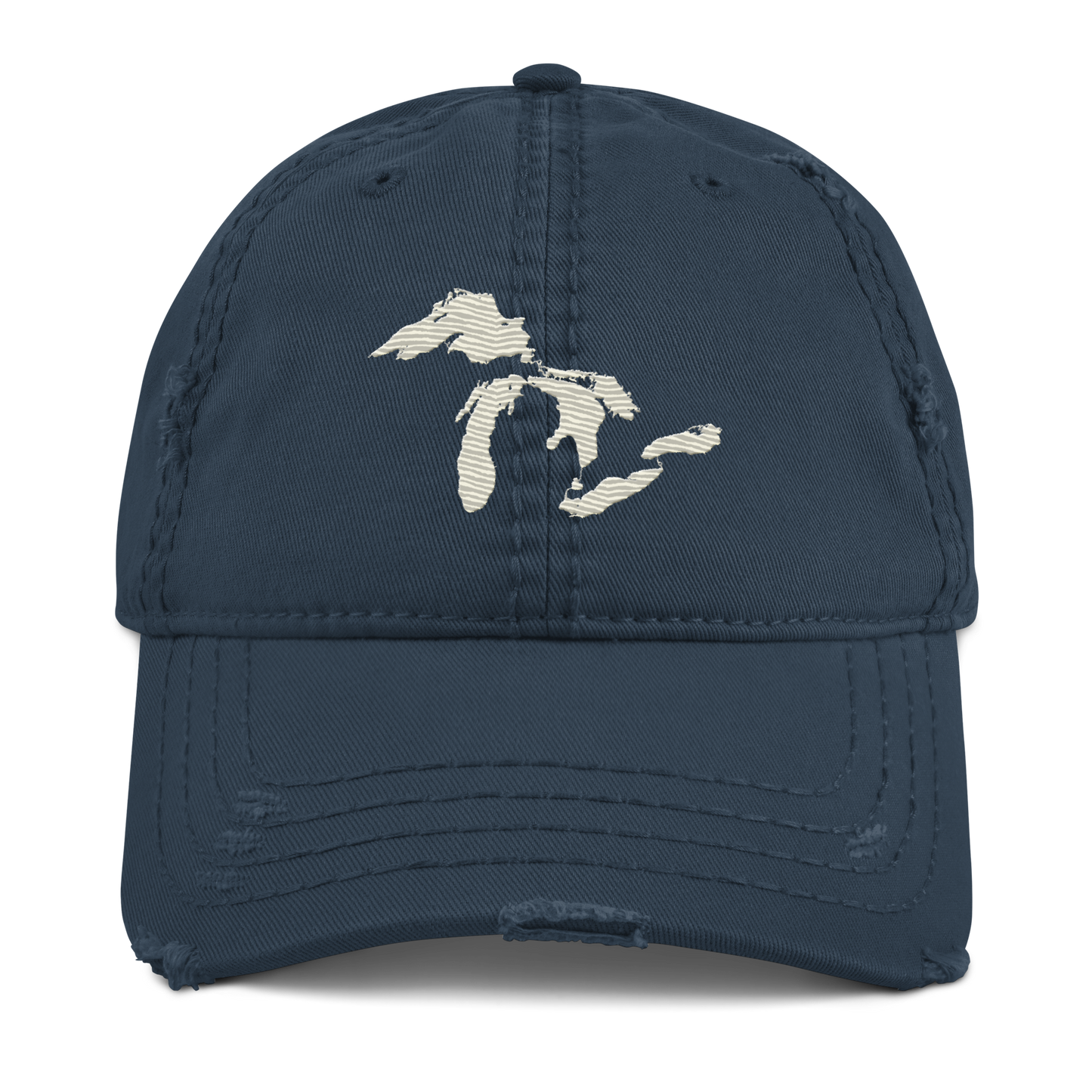 Great Lakes Distressed Dad Hat (Ivory White)