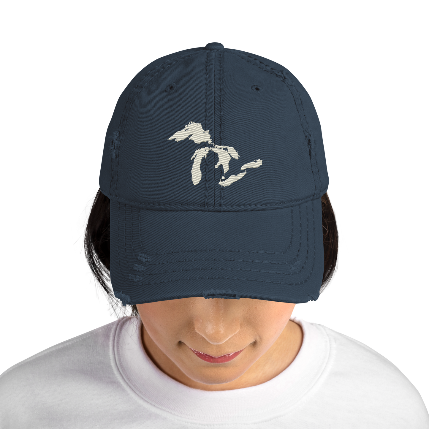 Great Lakes Distressed Dad Hat (Ivory White)