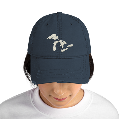 Great Lakes Distressed Dad Hat (Ivory White)