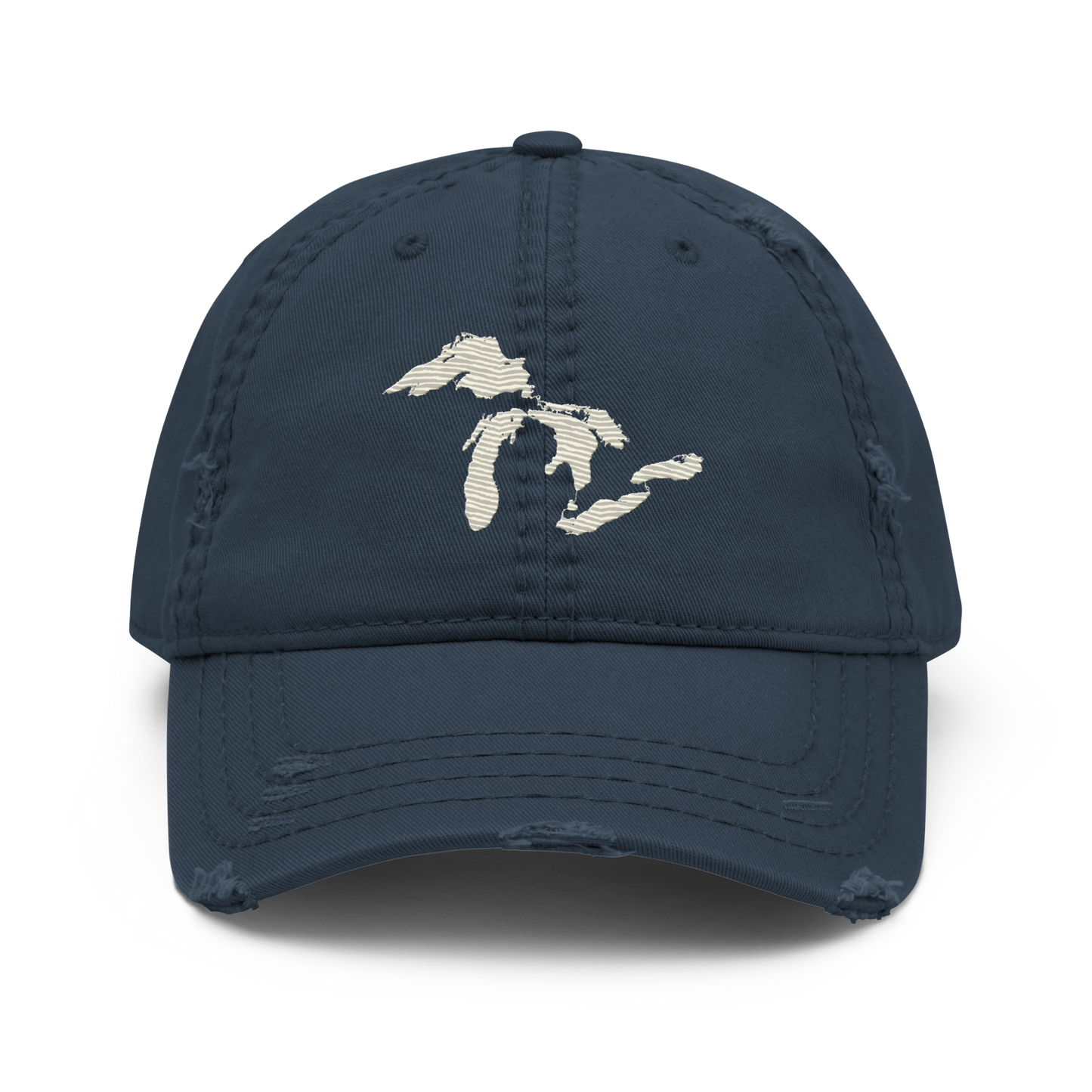 Great Lakes Distressed Dad Hat (Ivory White)