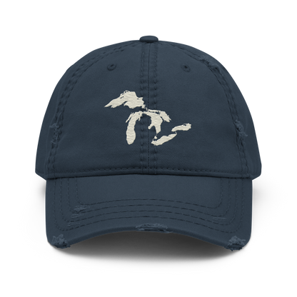 Great Lakes Distressed Dad Hat (Ivory White)