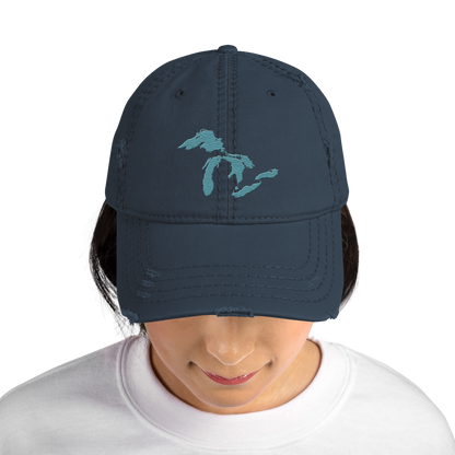 Great Lakes Distressed Dad Hat (Huron Blue)