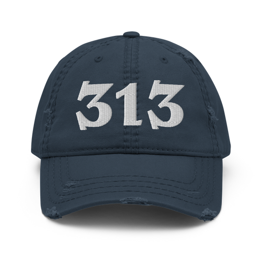 Detroit '313' Distressed Dad Hat (Angry Font)