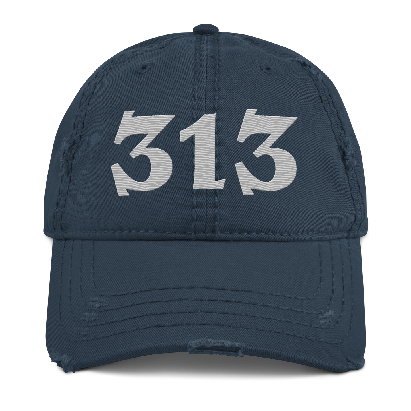 Detroit '313' Distressed Dad Hat (Angry Font) | Platinum