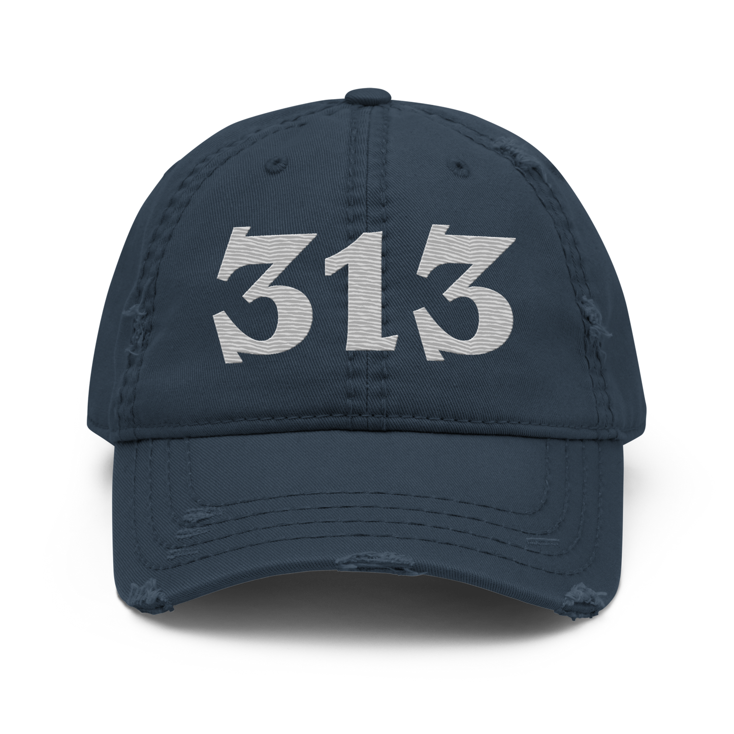 Detroit '313' Distressed Dad Hat (Angry Font) | Platinum