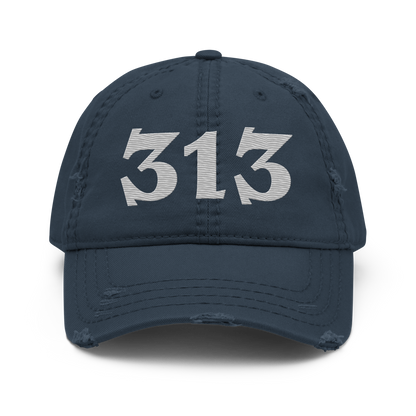 Detroit '313' Distressed Dad Hat (Angry Font) | Platinum