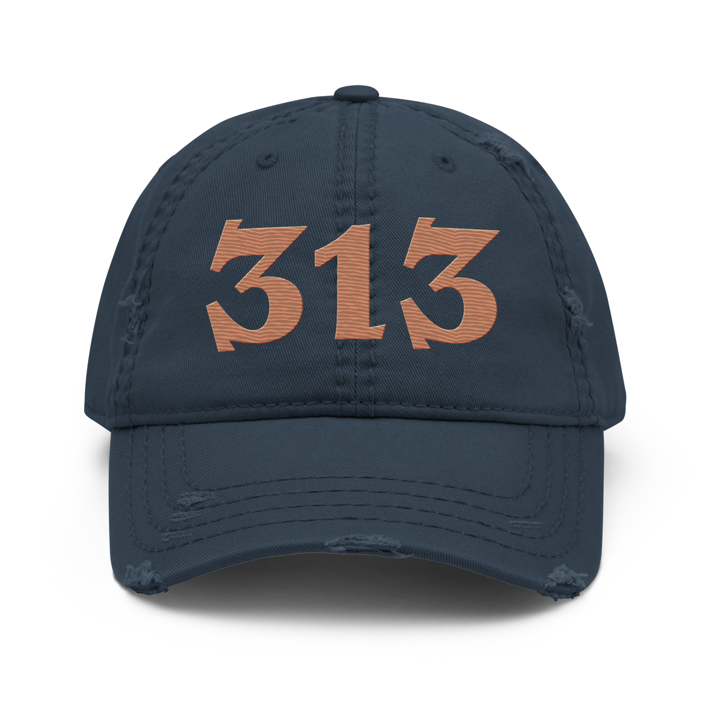 Detroit '313' Distressed Dad Hat (Angry Font) | Copper