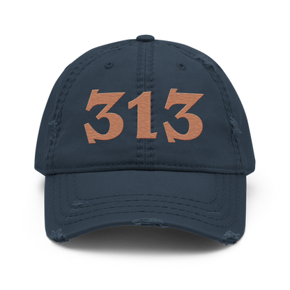 Detroit '313' Distressed Dad Hat (Angry Font) | Copper