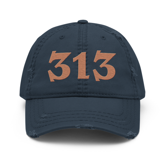 Detroit '313' Distressed Dad Hat (Angry Font) | Copper