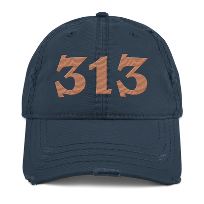 Detroit '313' Distressed Dad Hat (Angry Font) | Copper