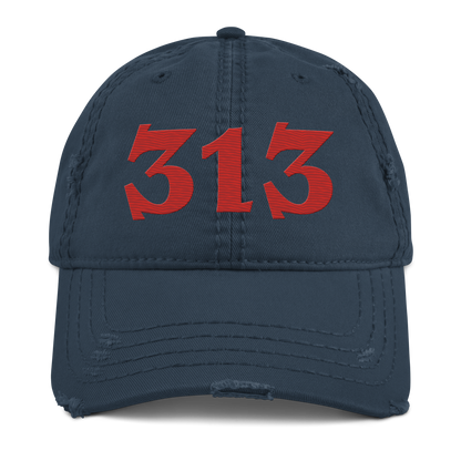 Detroit '313' Distressed Dad Hat (Angry Font) | Aliform Red