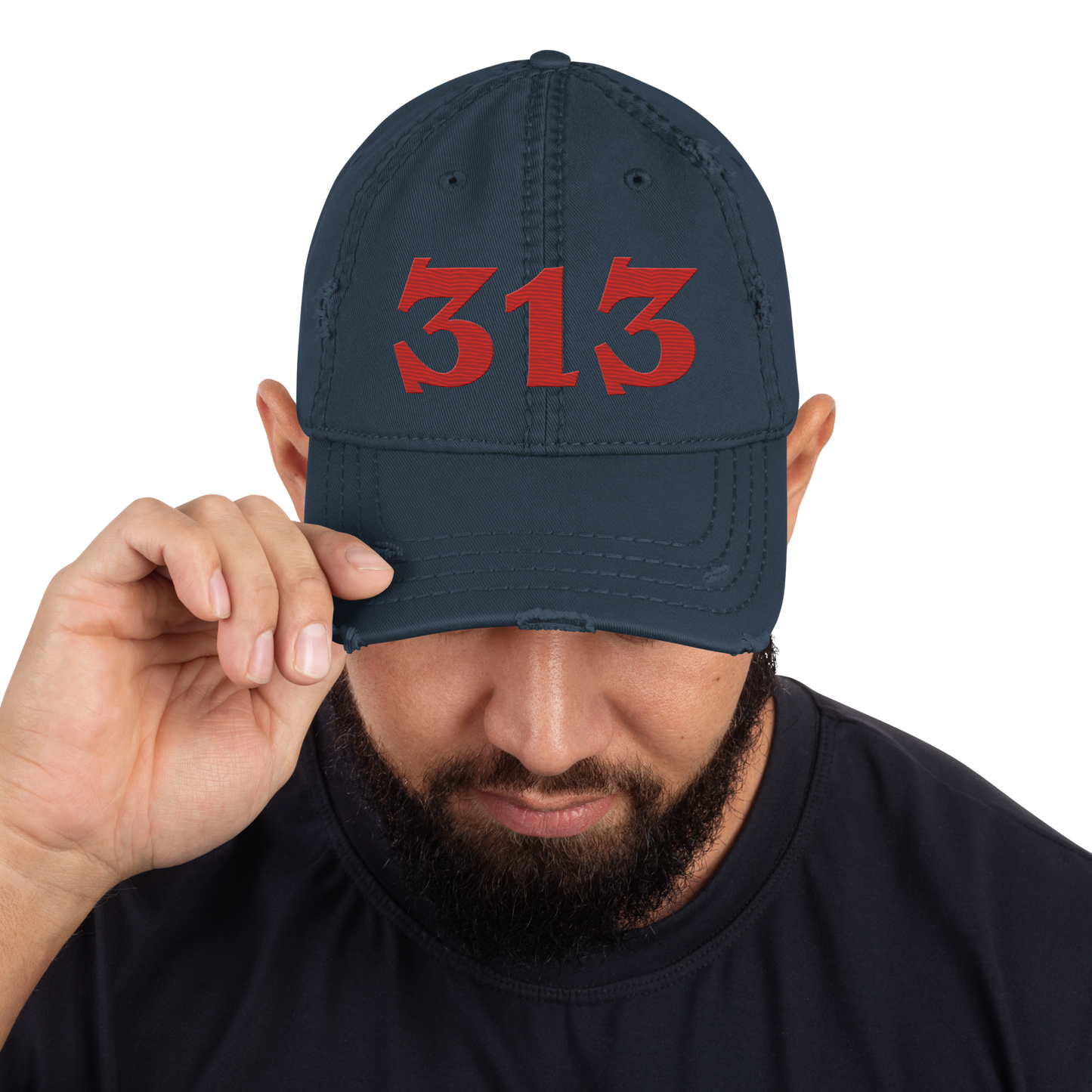 Detroit '313' Distressed Dad Hat (Angry Font) | Aliform Red