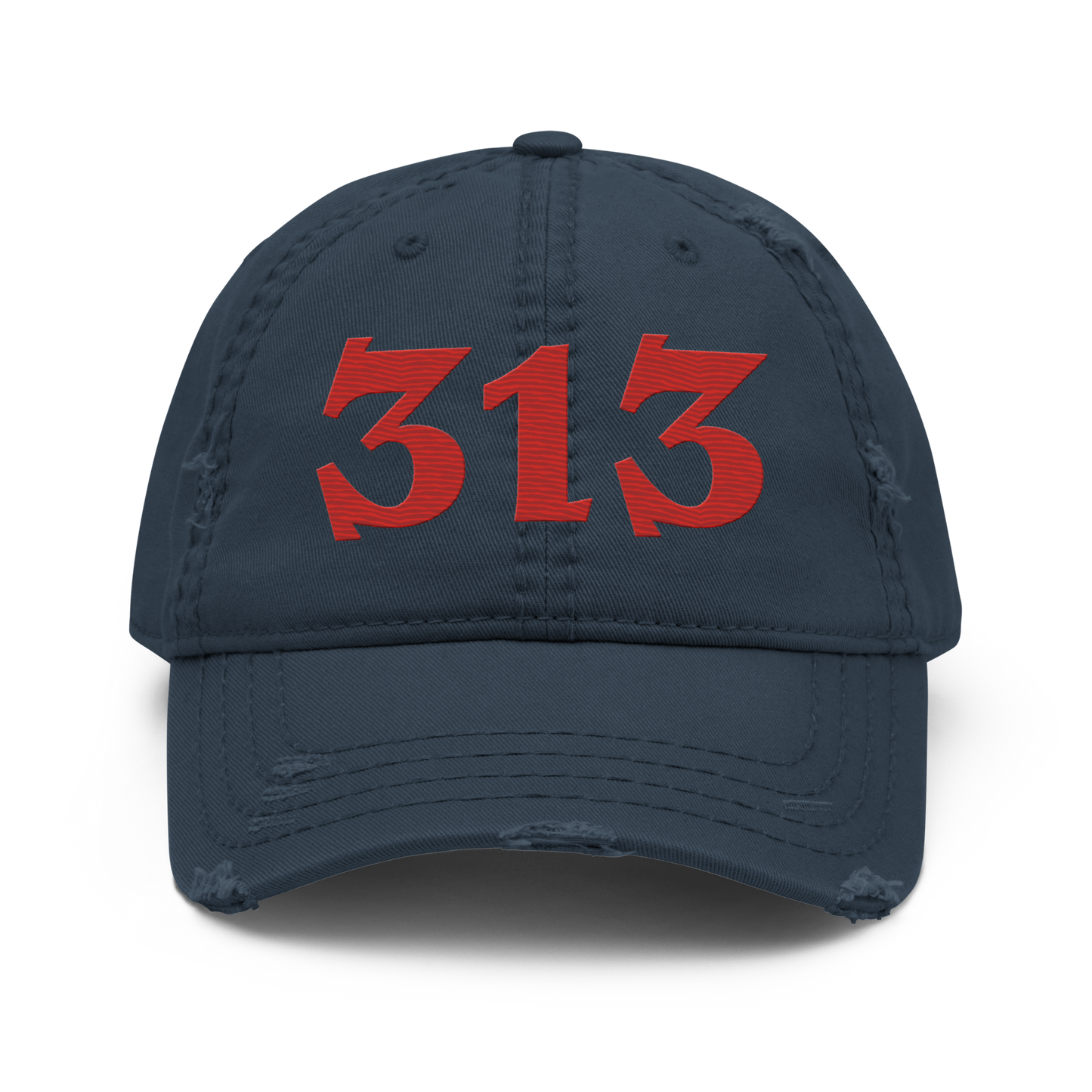 Detroit '313' Distressed Dad Hat (Angry Font) | Aliform Red