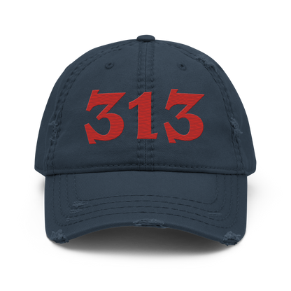 Detroit '313' Distressed Dad Hat (Angry Font) | Aliform Red