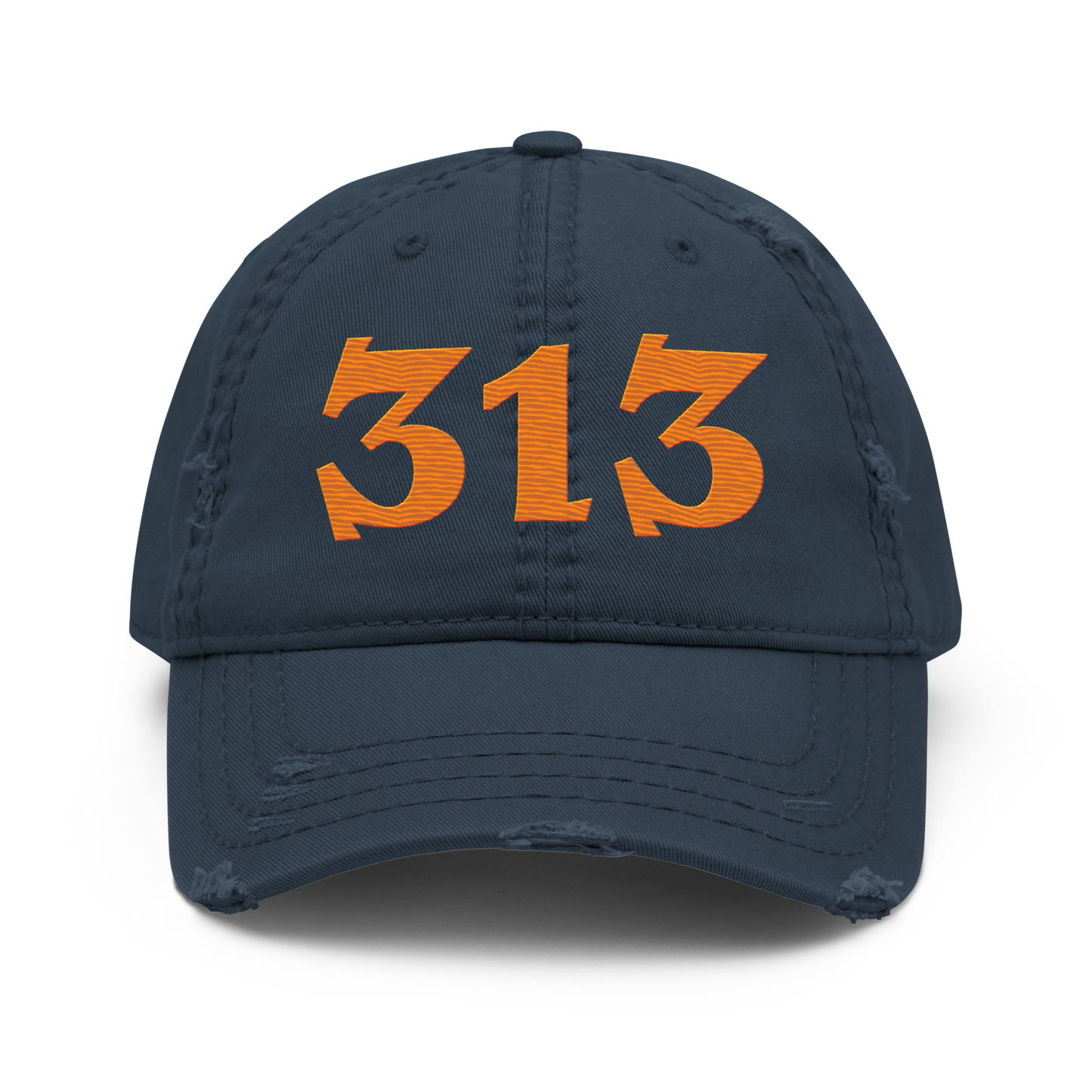 Detroit '313' Distressed Dad Hat (Angry Font) | Orange