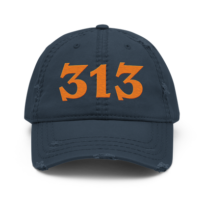 Detroit '313' Distressed Dad Hat (Angry Font) | Orange