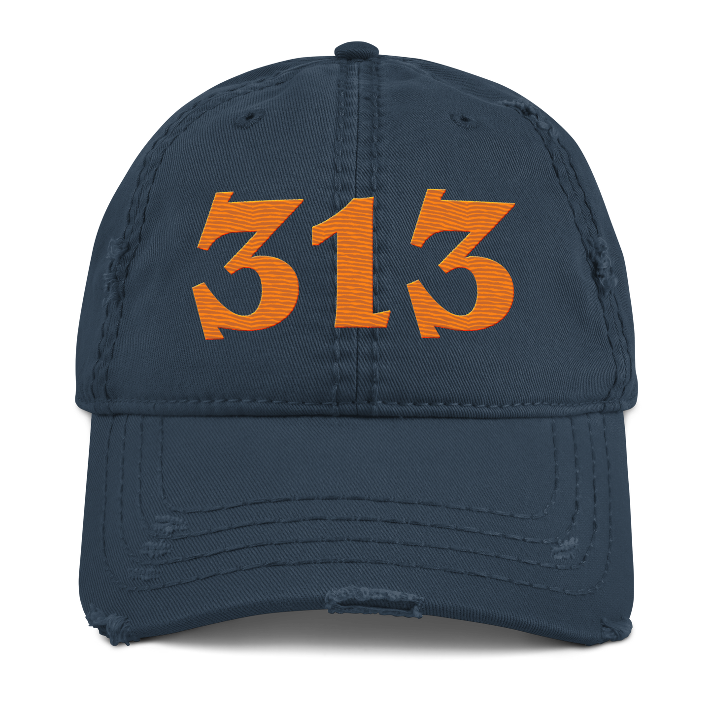 Detroit '313' Distressed Dad Hat (Angry Font) | Orange