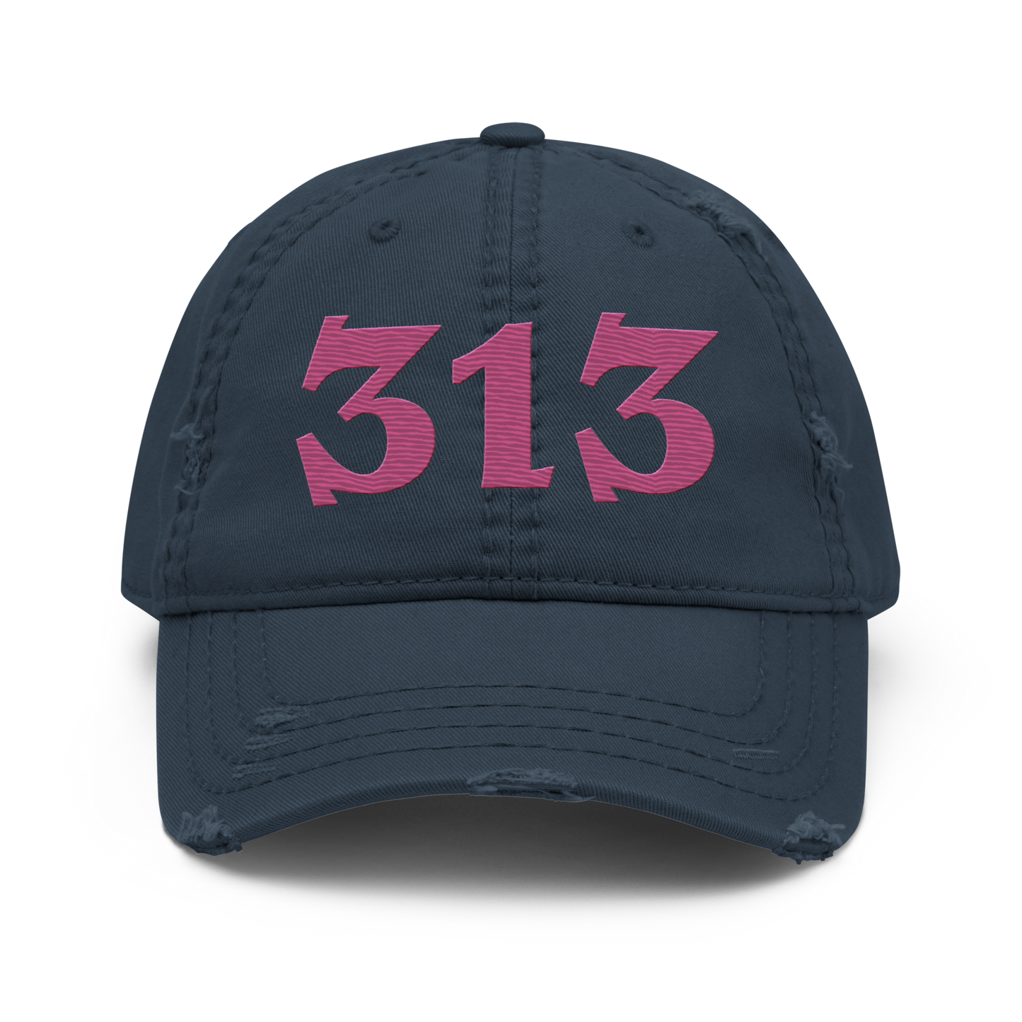 Detroit '313' Distressed Dad Hat (Angry Font) | Apple Blossom Pink