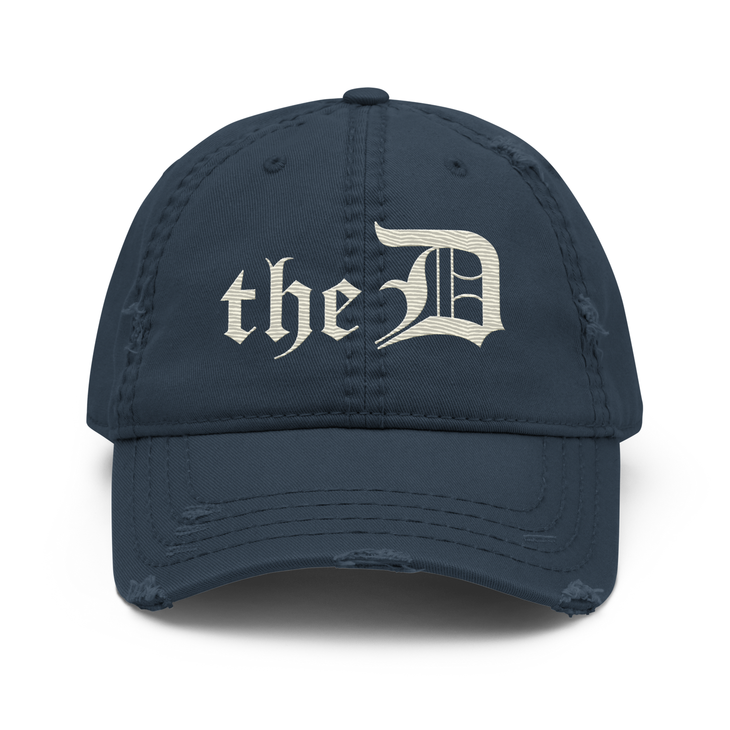 Detroit 'The D' Distressed Dad Hat | Ivory White