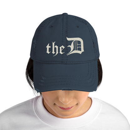 Detroit 'The D' Distressed Dad Hat | Ivory White