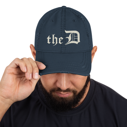 Detroit 'The D' Distressed Dad Hat | Ivory White