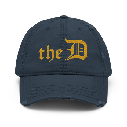 Detroit 'The D' Distressed Dad Hat | Gold