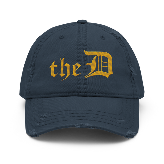 Detroit 'The D' Distressed Dad Hat | Gold