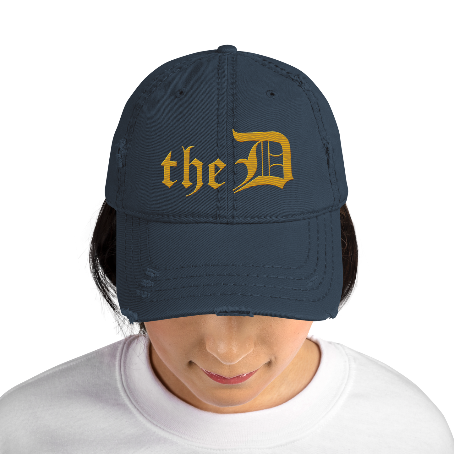 Detroit 'The D' Distressed Dad Hat | Gold