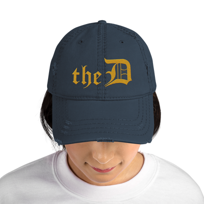 Detroit 'The D' Distressed Dad Hat | Gold