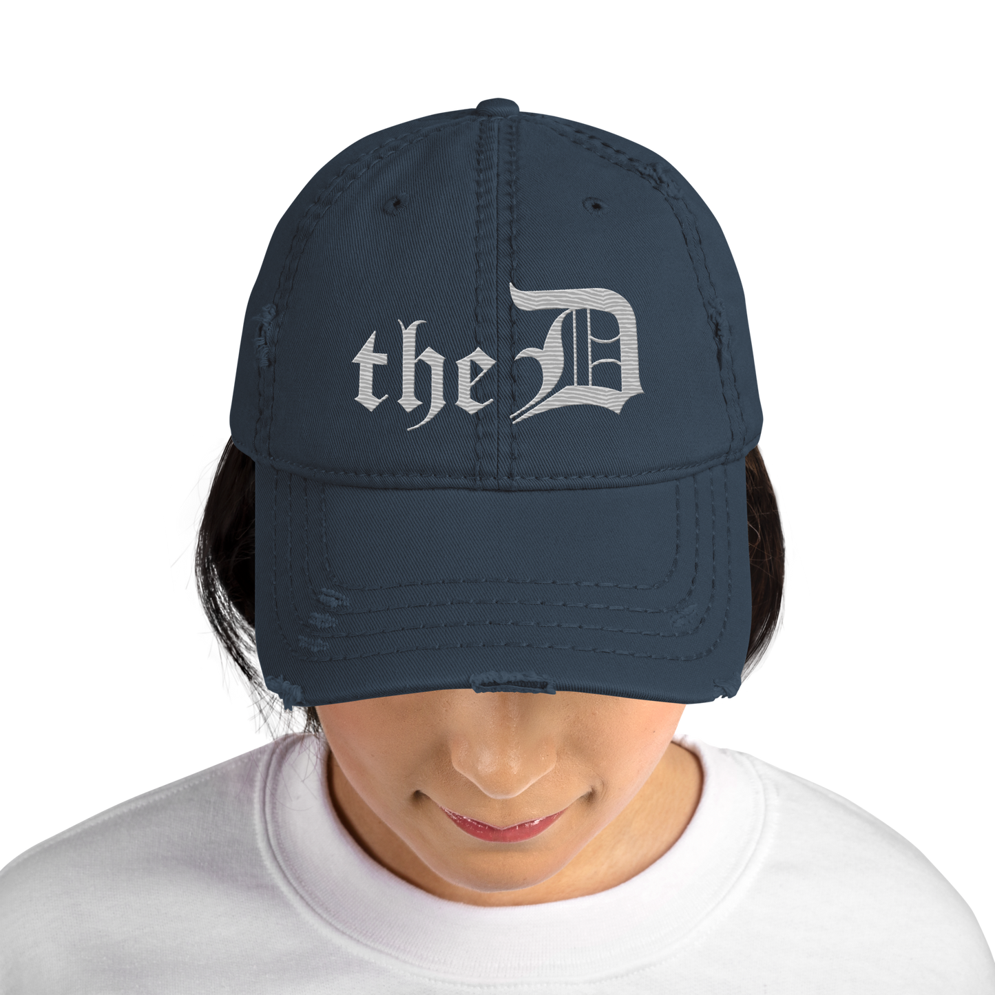 Detroit 'The D' Distressed Dad Hat | Platinum