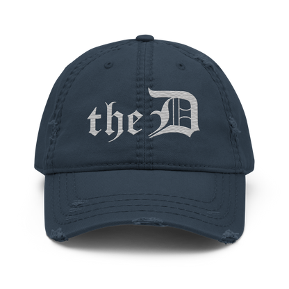 Detroit 'The D' Distressed Dad Hat | Platinum