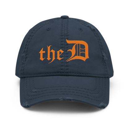 Detroit 'The D' Distressed Dad Hat | Orange