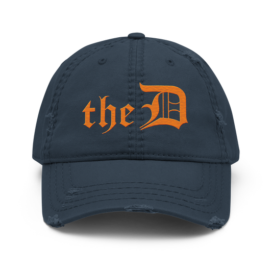 Detroit 'The D' Distressed Dad Hat | Orange