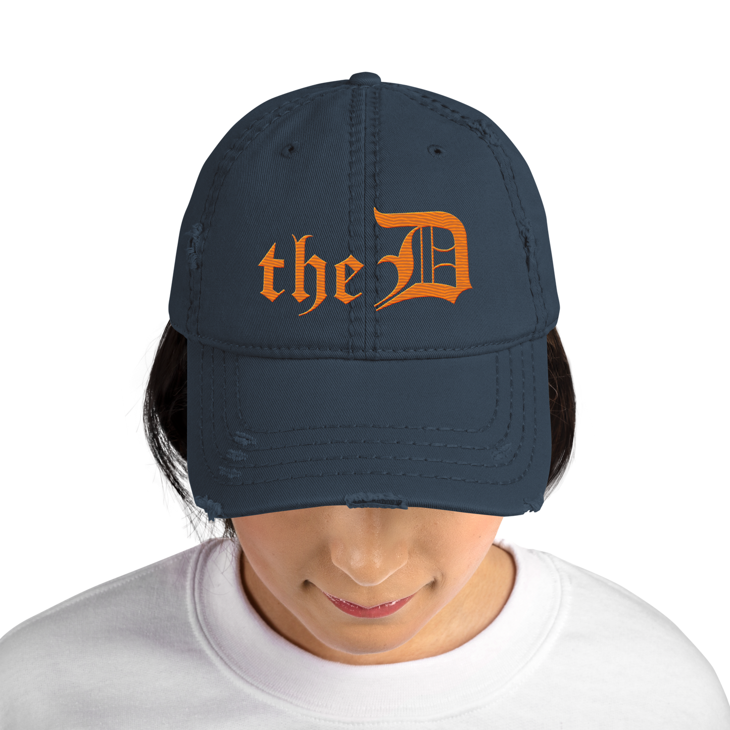 Detroit 'The D' Distressed Dad Hat | Orange