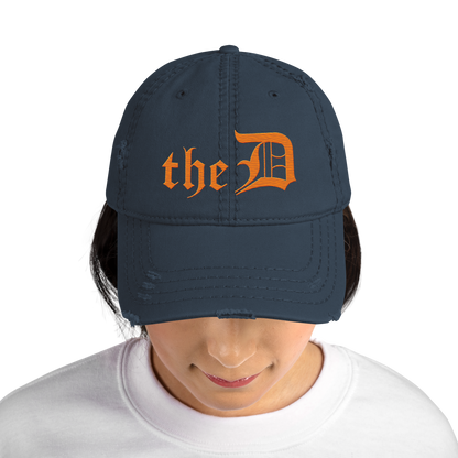 Detroit 'The D' Distressed Dad Hat | Orange