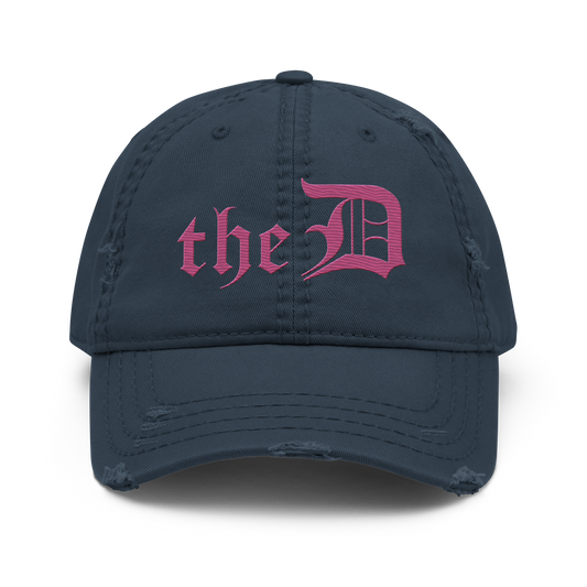 Detroit 'The D' Distressed Dad Hat | Apple Blossom Pink