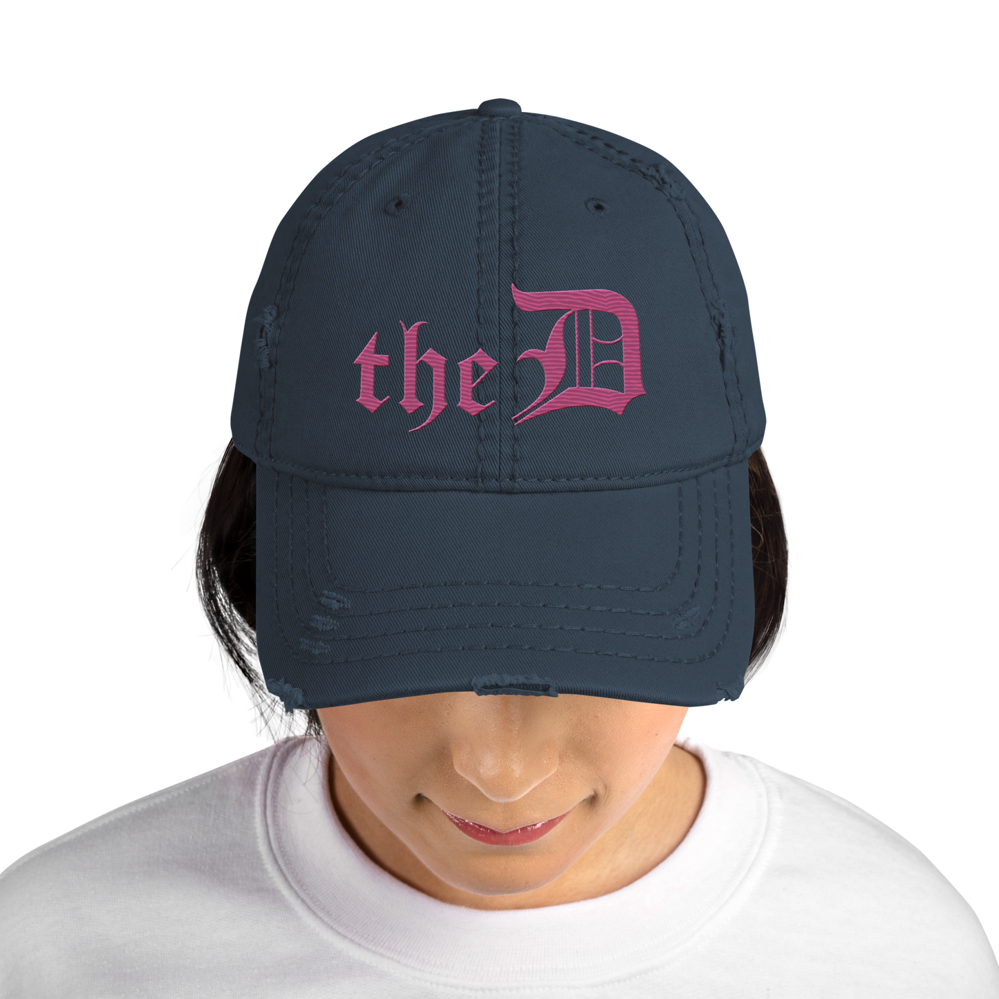 Detroit 'The D' Distressed Dad Hat | Apple Blossom Pink