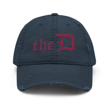 Detroit 'The D' Distressed Dad Hat | Ruby Red