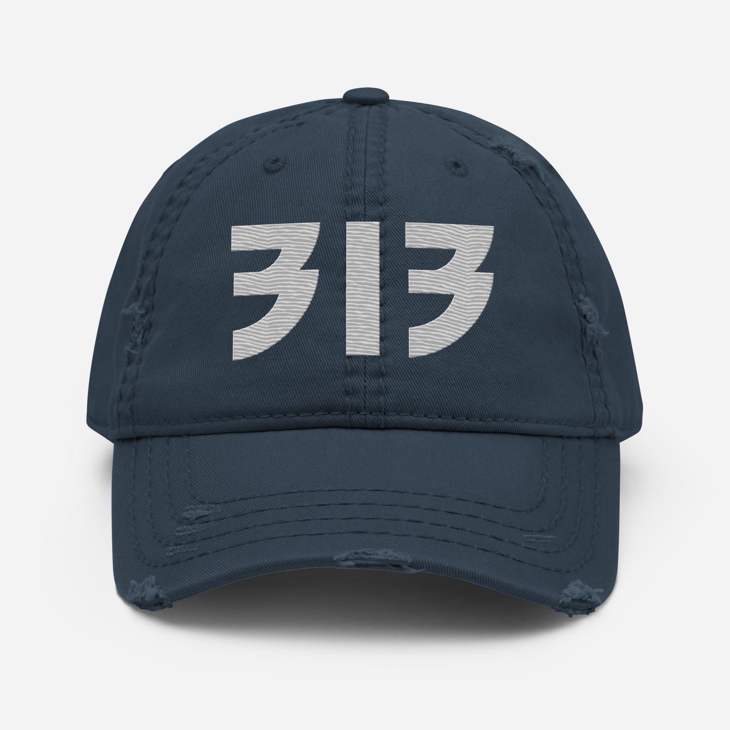 Detroit '313' Distressed Dad Hat (Glam Font) | Platinum