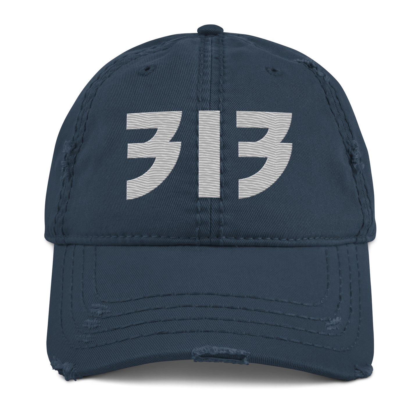 Detroit '313' Distressed Dad Hat (Glam Font) | Platinum