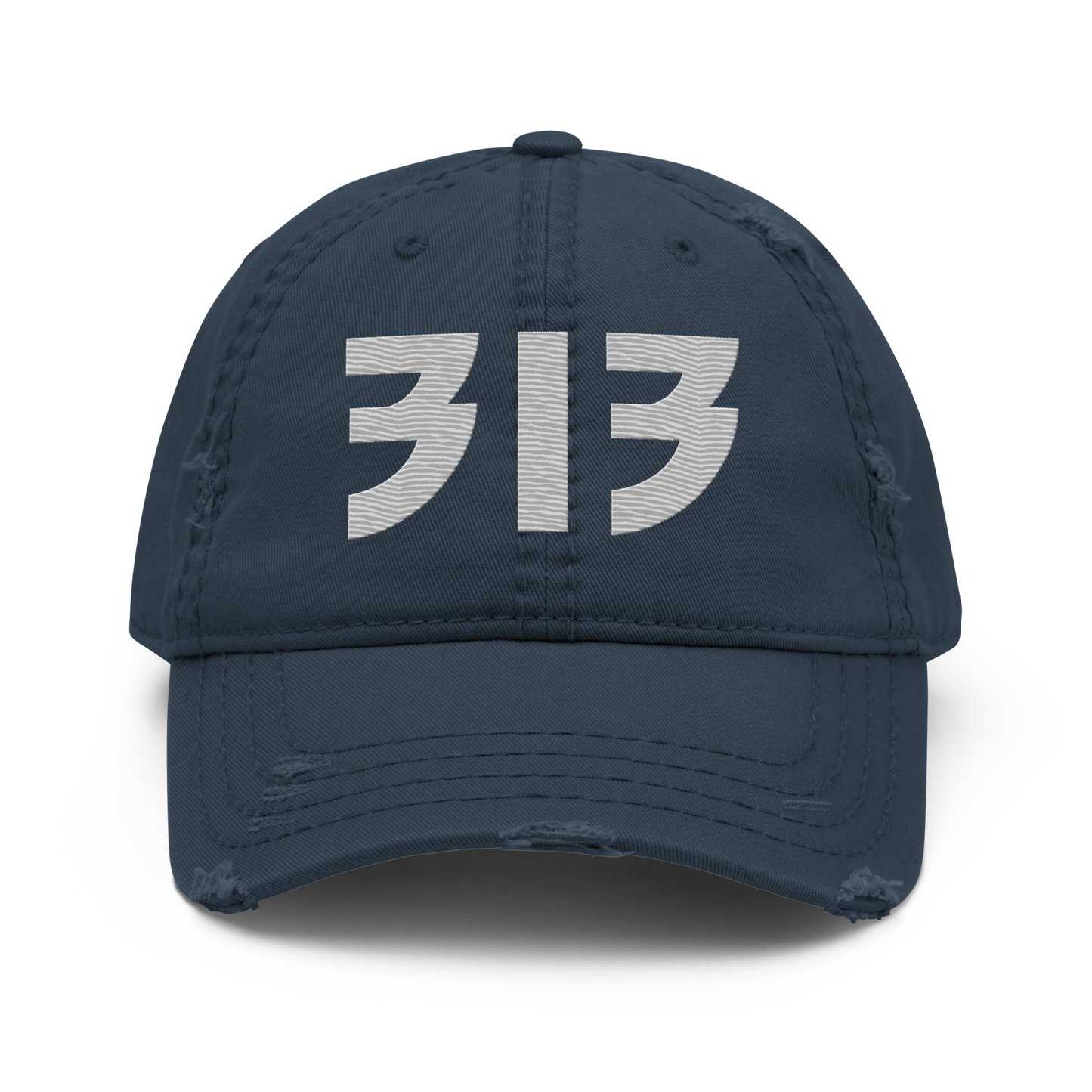 Detroit '313' Distressed Dad Hat (Glam Font) | Platinum