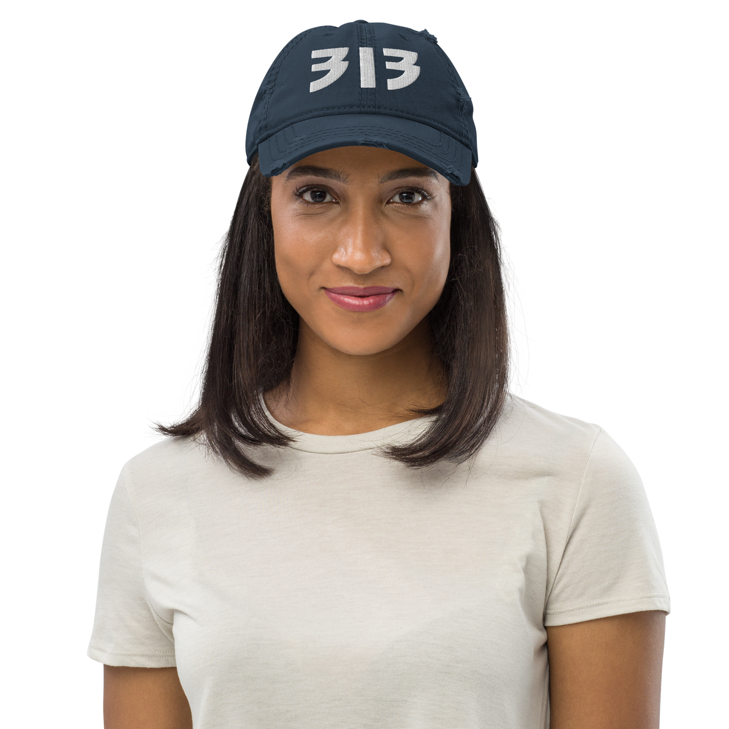 Detroit '313' Distressed Dad Hat (Glam Font)